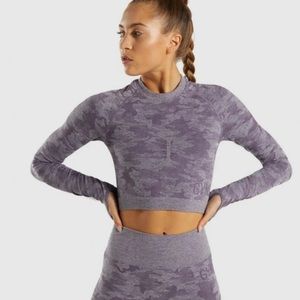 Gymshark Adapt Camo Seamless Long Sleeve Crop Top Size M